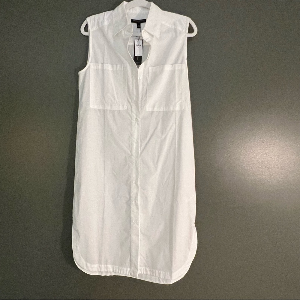 NWT Banana Republic white cotton sleeveless shirt/dress/layer.